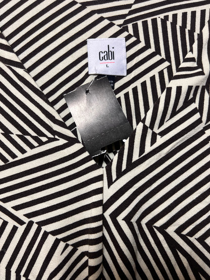 Size L CAbi Geometric Stripe Black & White Dress