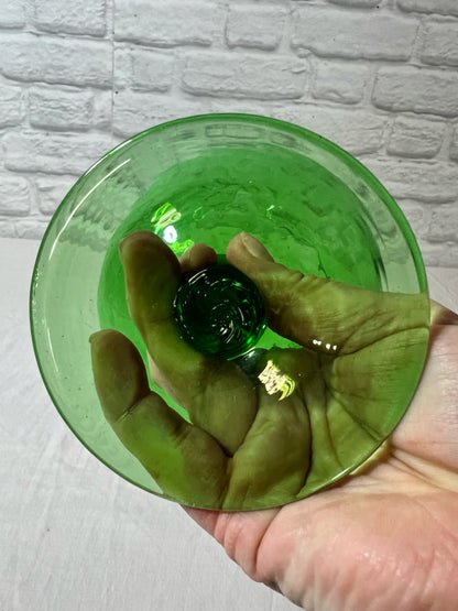 MCM Green optic glass brandy snifter/pitcher