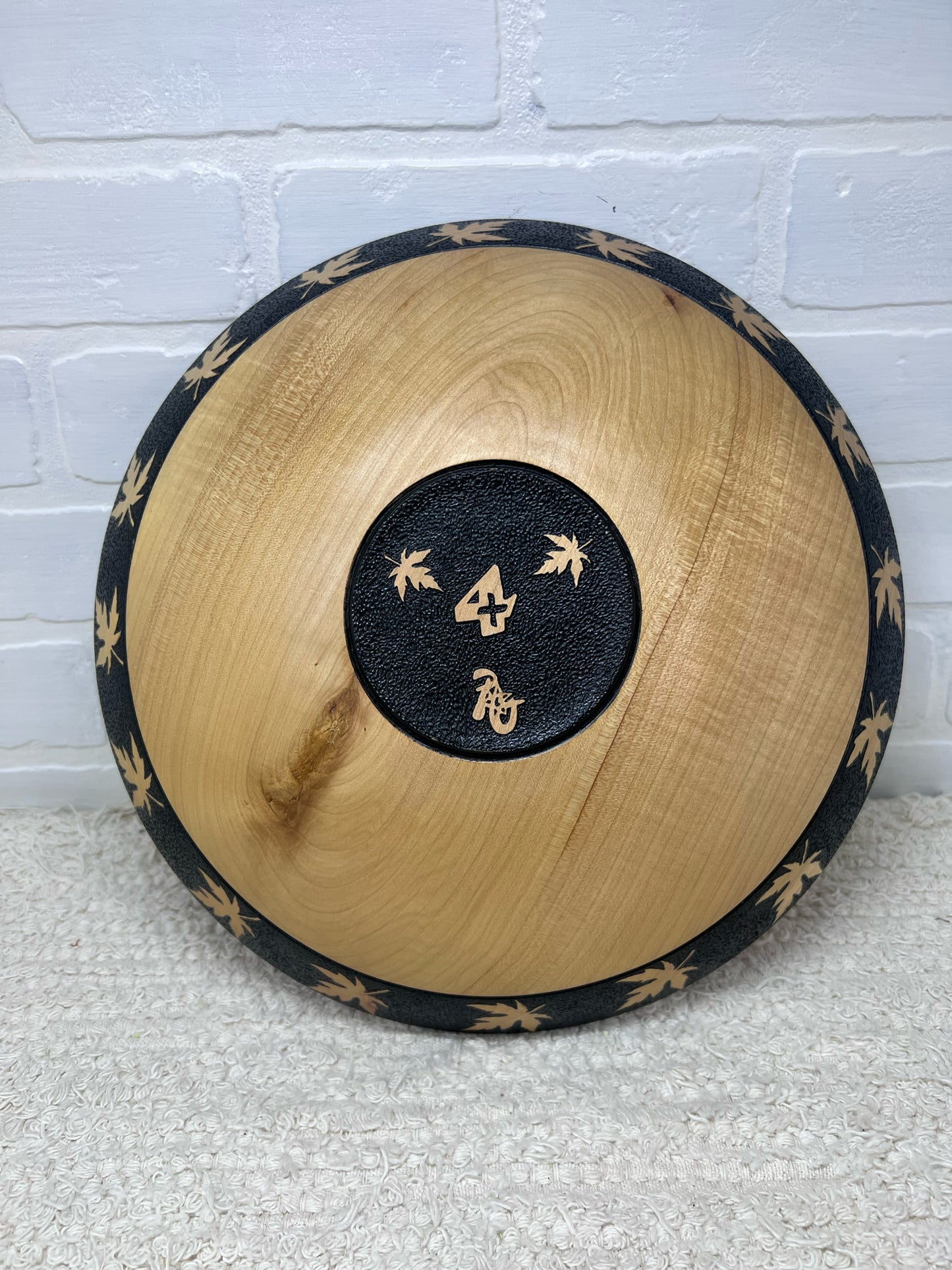 Japanese Wooden Bowl w/ Maple Leaf Detail