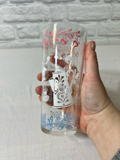 Vintage colonial pattern tall drinking tumbler