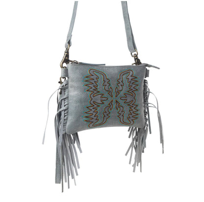 Myra Bag ThunderFly Fringered Leather Bag in Silver Dust