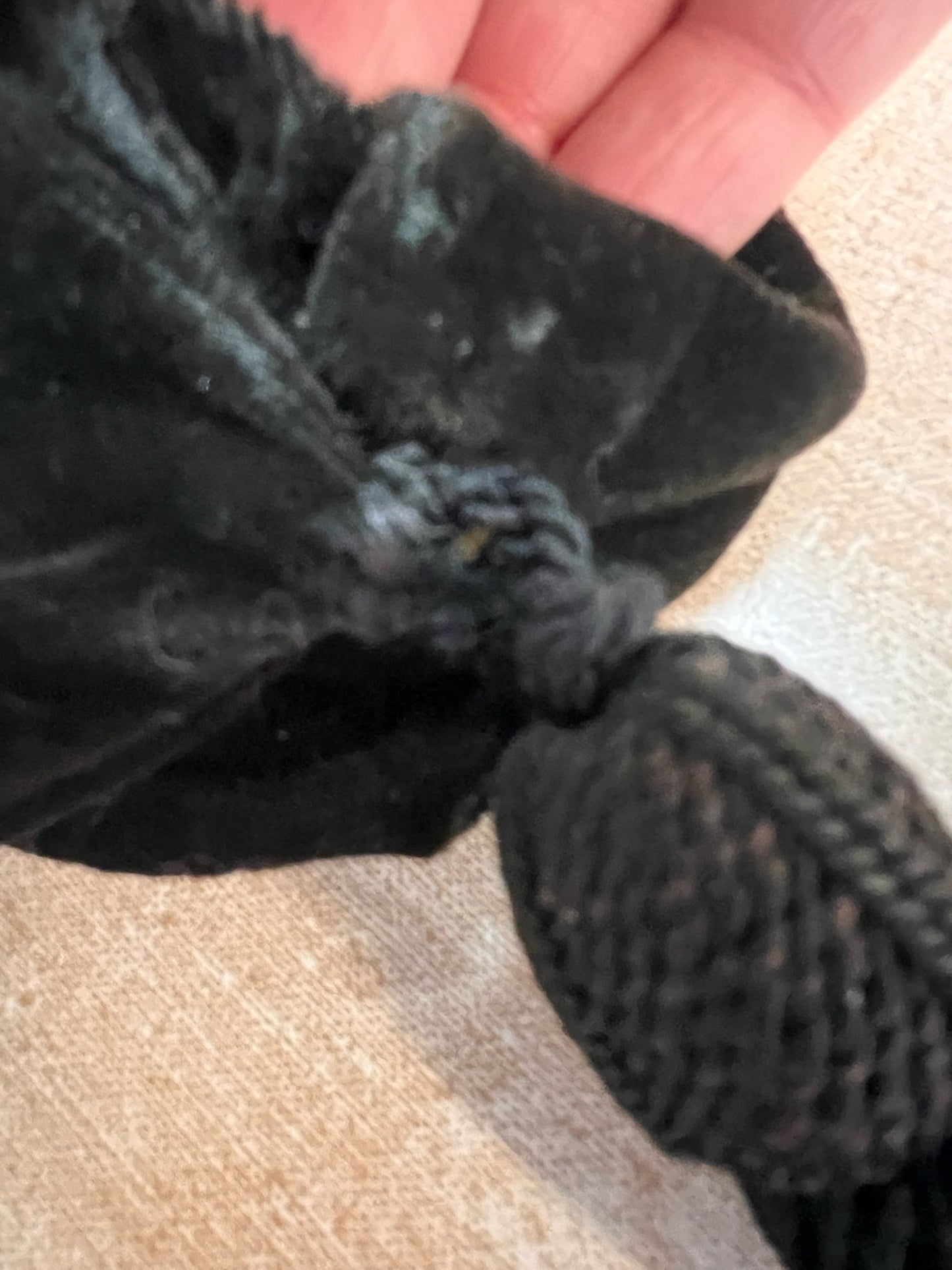 Vintage Black Velvet Tassel Purse with Ornate Silvertone Frame & Chain Handle