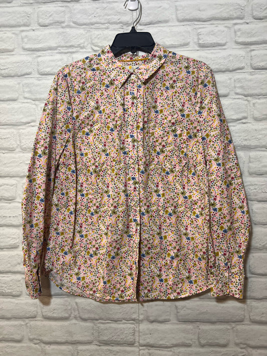 Size 12 Boden Pink Floral Button Down Cotton Shirt
