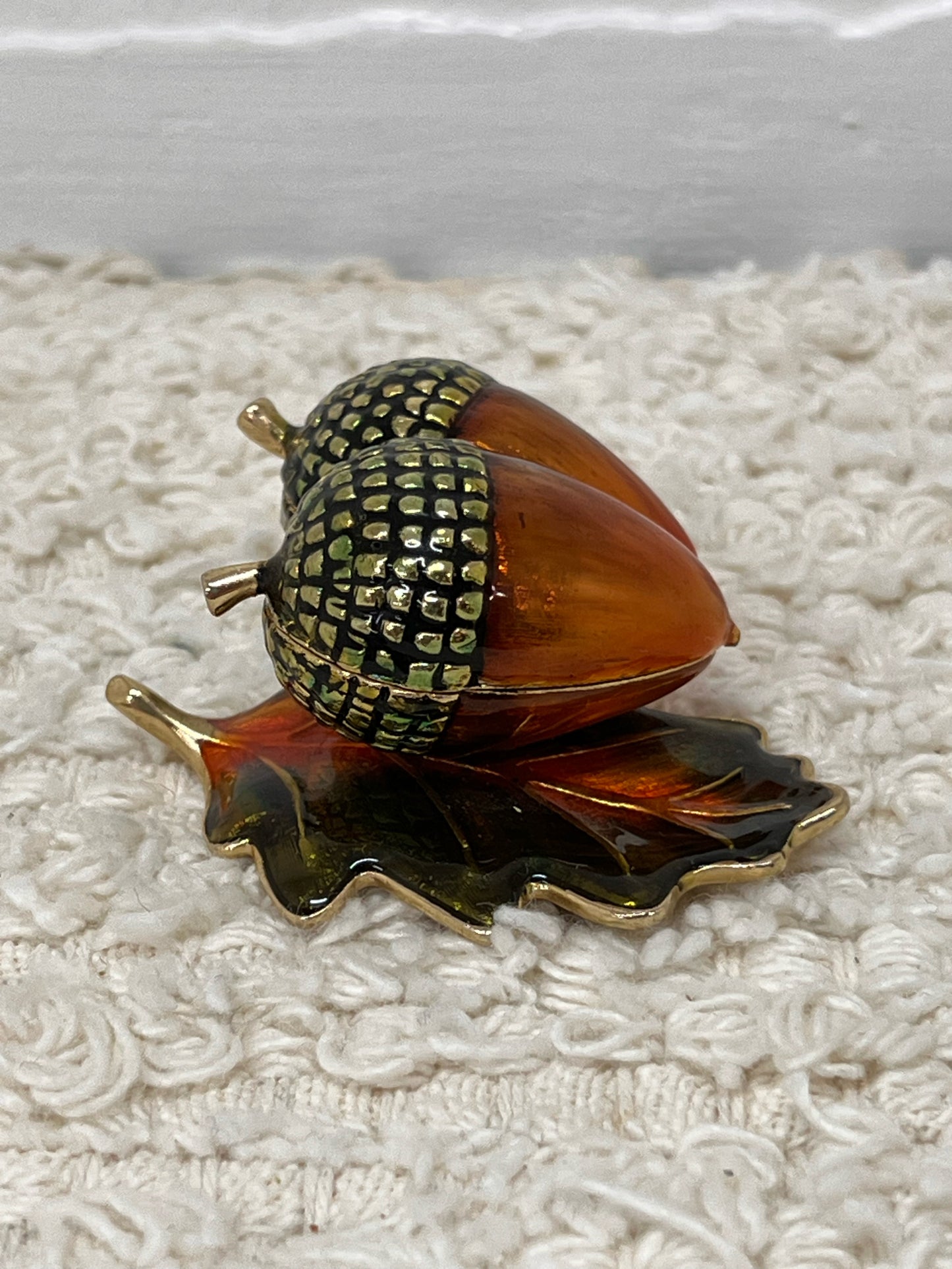Monet Acorn Enameled Trinket Box