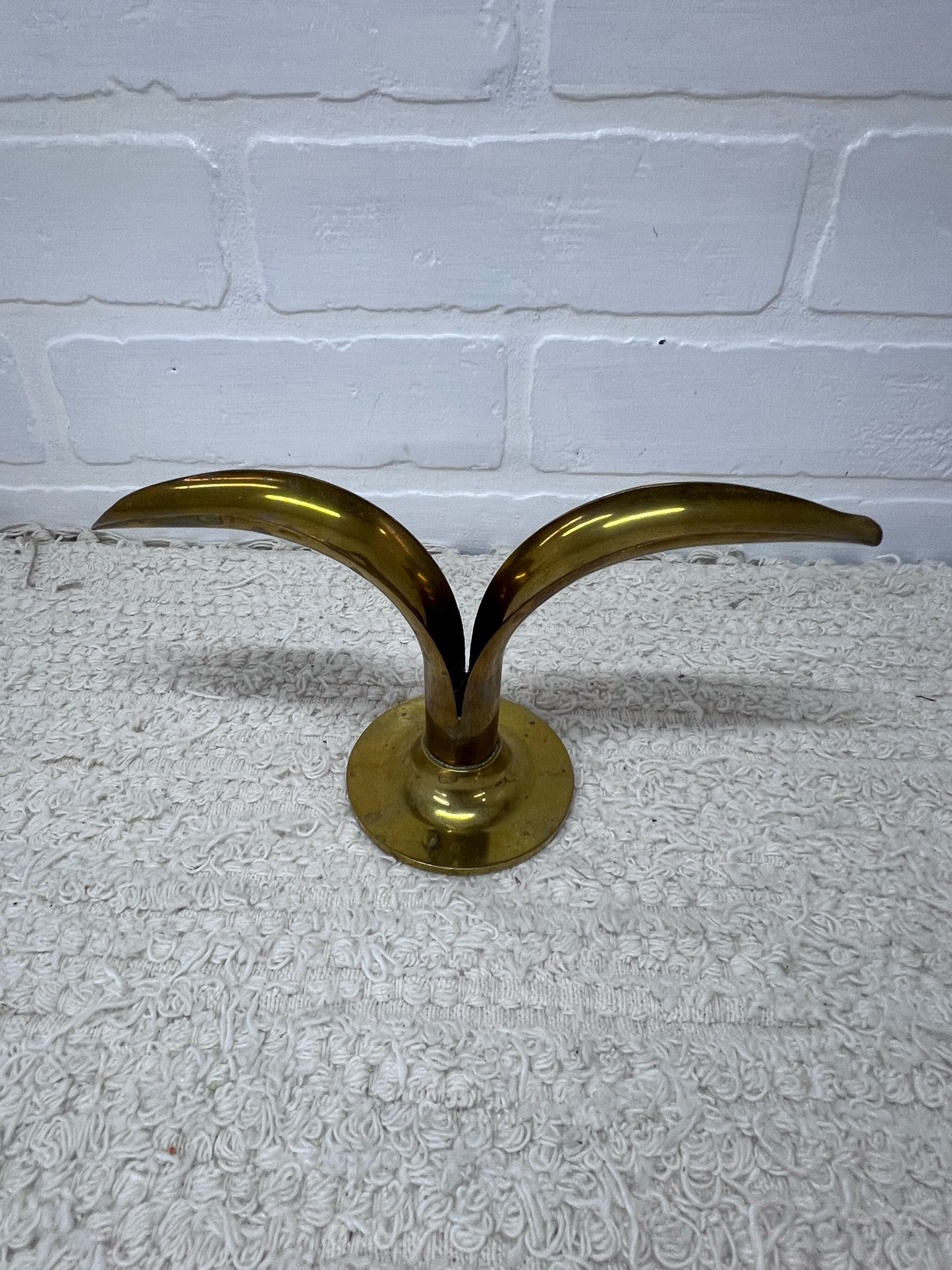 Swedish MCM Brass Lotus Candlestick Holders (Set of 2)