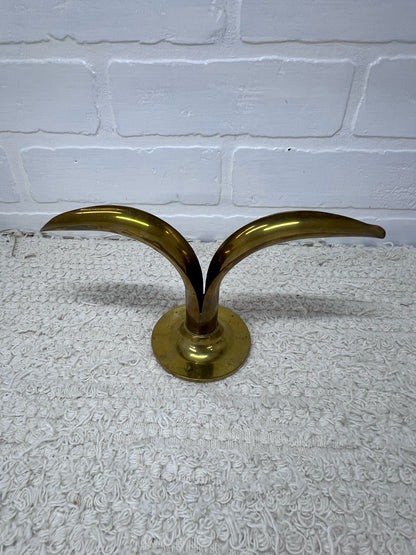 Swedish MCM Brass Lotus Candlestick Holders (Set of 2)