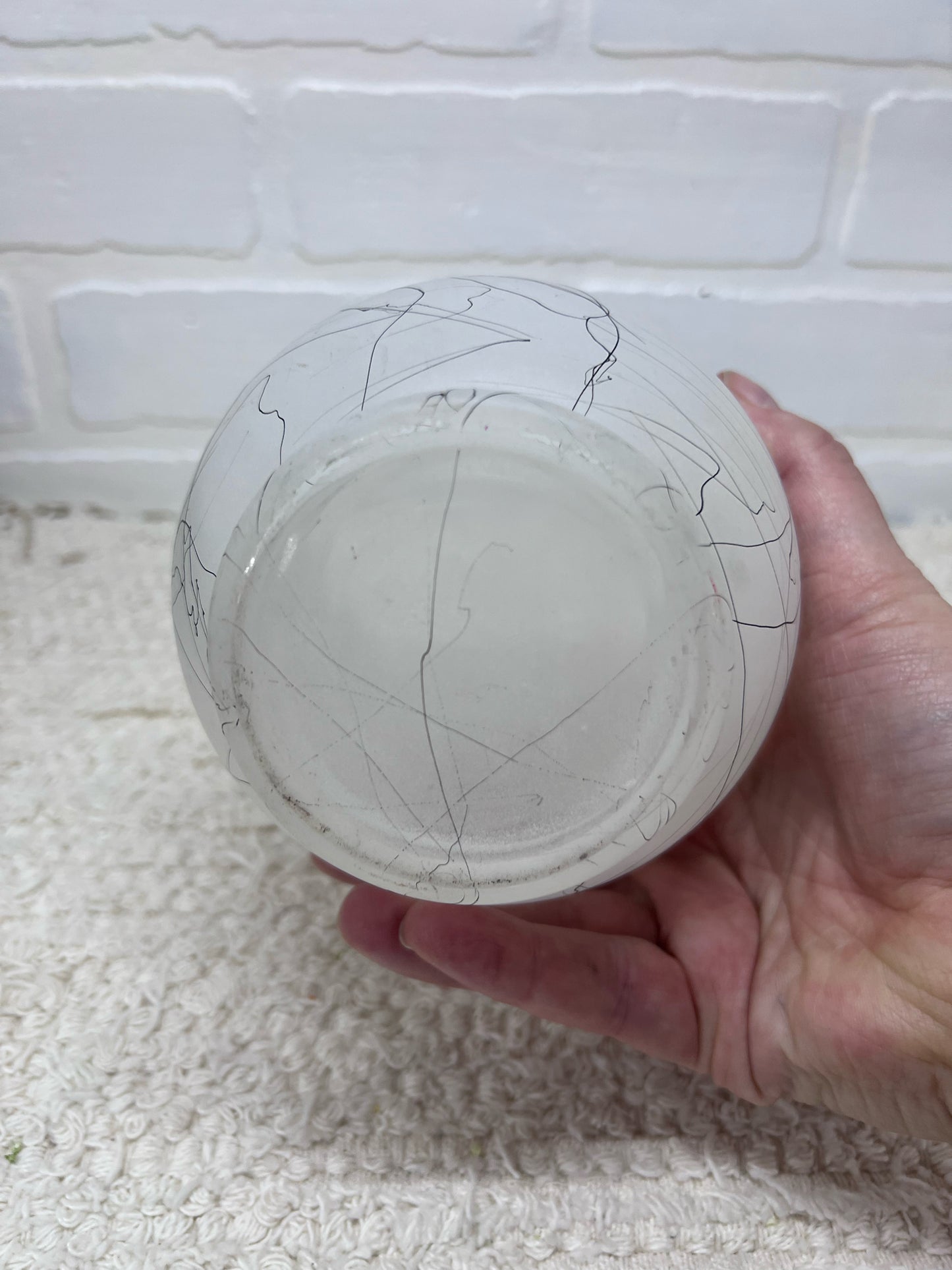 White & Black Hazel Atlas Drizzle Vase