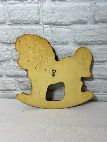 Vintage 70's patchwork rocking horse wall plaque