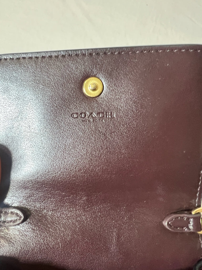 Coach leather dark brown crossbody w/ gold chain strap