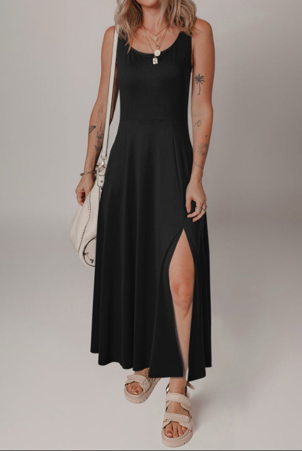 Sleeveless Scoop Neck Midi Dress - Multiple Color Options