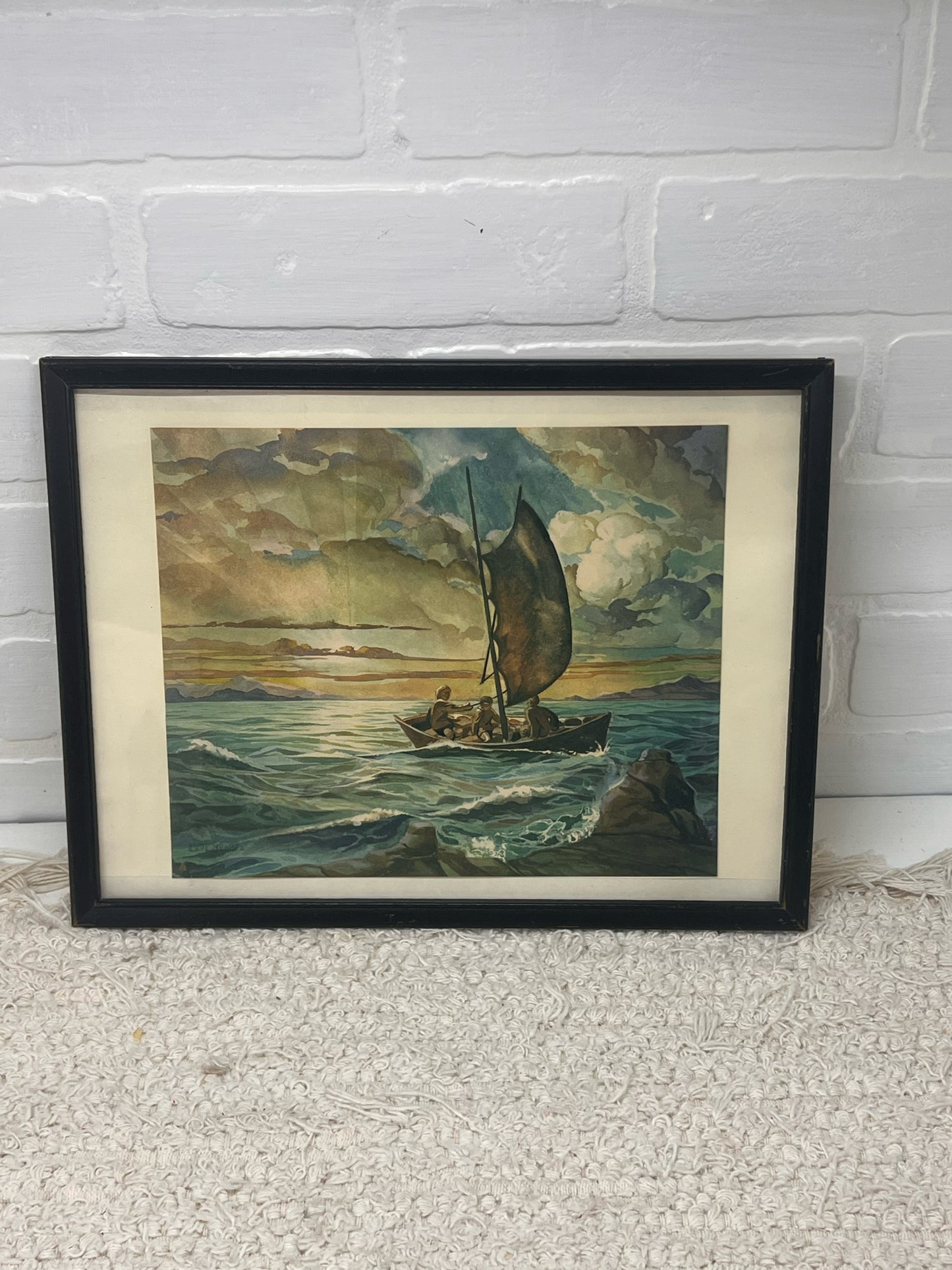 Framed Vintage Osar Sterobel Print - Journey's End - Moody Midcentury Art