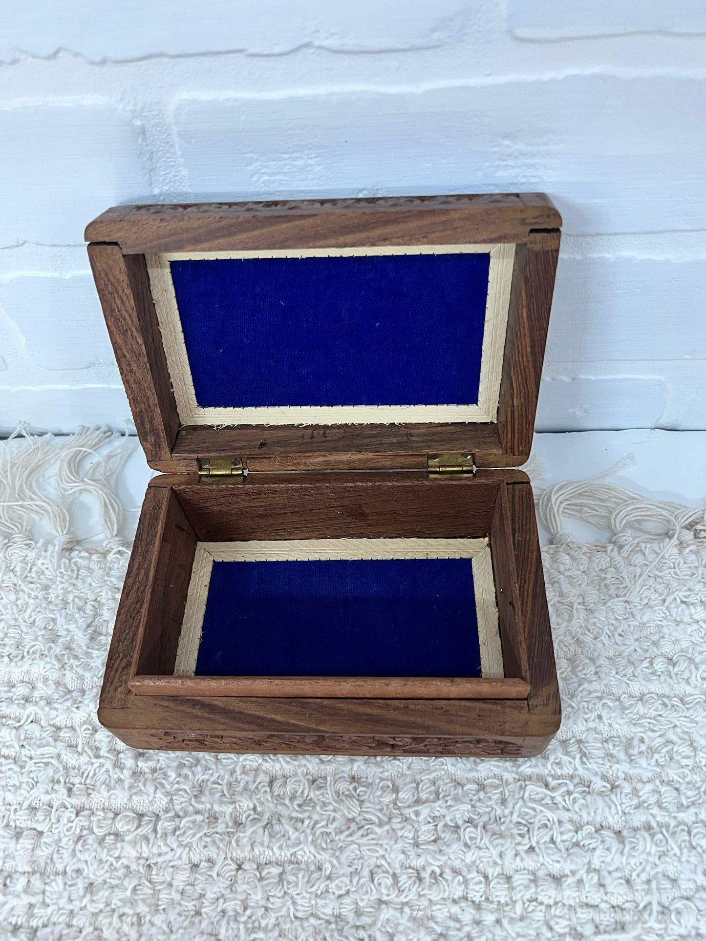 Carved floral wood box