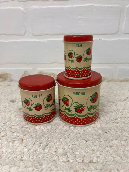 Wolverine 1950's strawberry pattern mini canister set