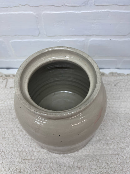 Unbranded Lidded Utilitarian Crock Measures Approx 7" Tall