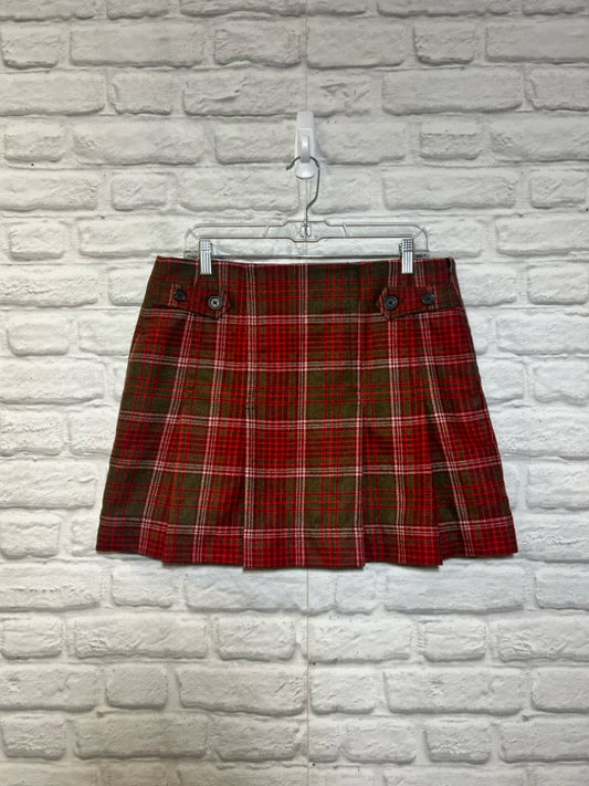 Size 10 Vintage Red Plaid Wool Gap Skirt