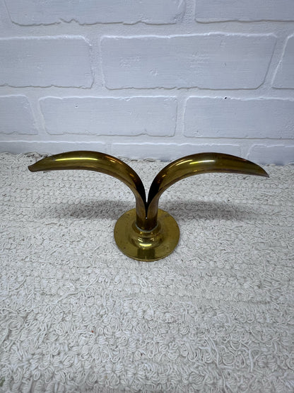 Swedish MCM Brass Lotus Candlestick Holders (Set of 2)