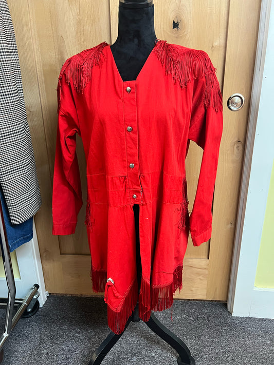 Sas'sa vintage ladies red fringed rodeo jacket