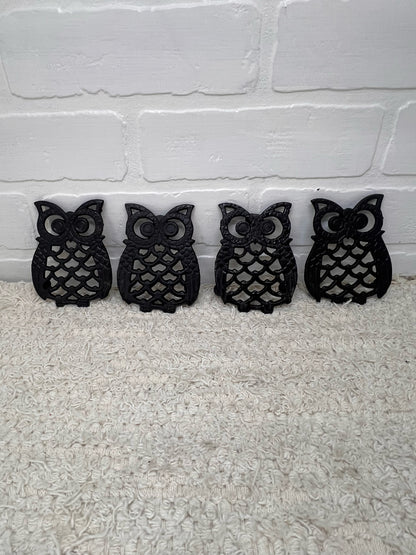 Vintage Owl Trivet Set - 4 four inch metal owls