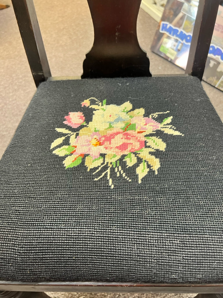 Vintage Needlepoint Seat Chair