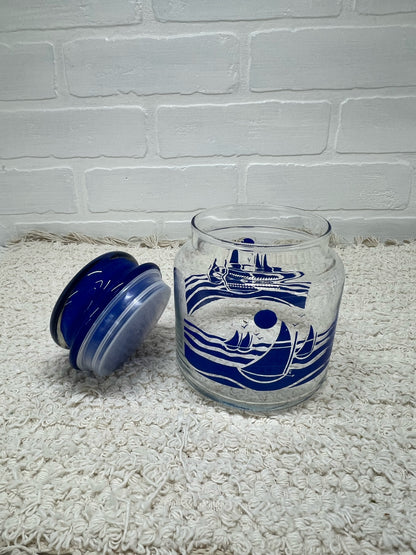 Vintage 80's sailboats stoppered jar