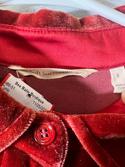 Size S Soft Surroundings Button Down Orange Velour Layering Tunic