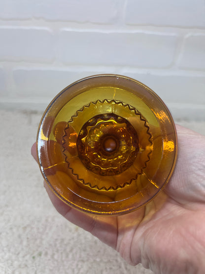 Indiana Glass Kings Crown Iridescent Carnival Glass Compote