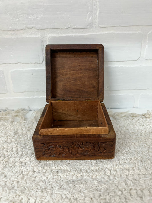 Carved wood box