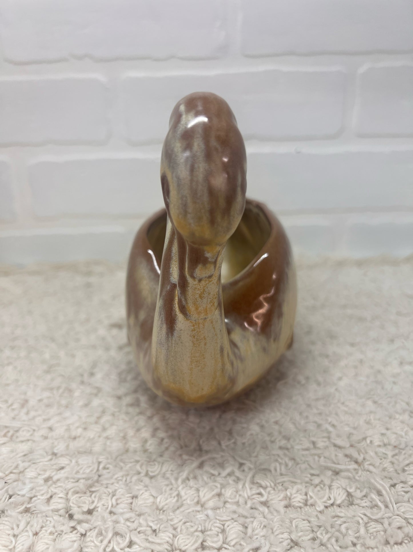 Frankoma228 Brown Glazed Swan Planter