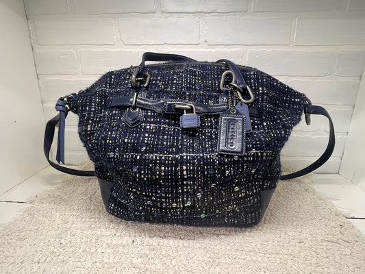 Coach Chelsea Boucle Mersin Purse Shoulder Tote in Navy Blue Tweed