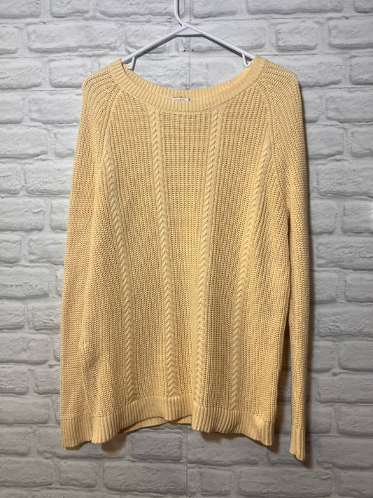 Size L Christopher & Banks Ivory Cable Knit Cotton Sweater
