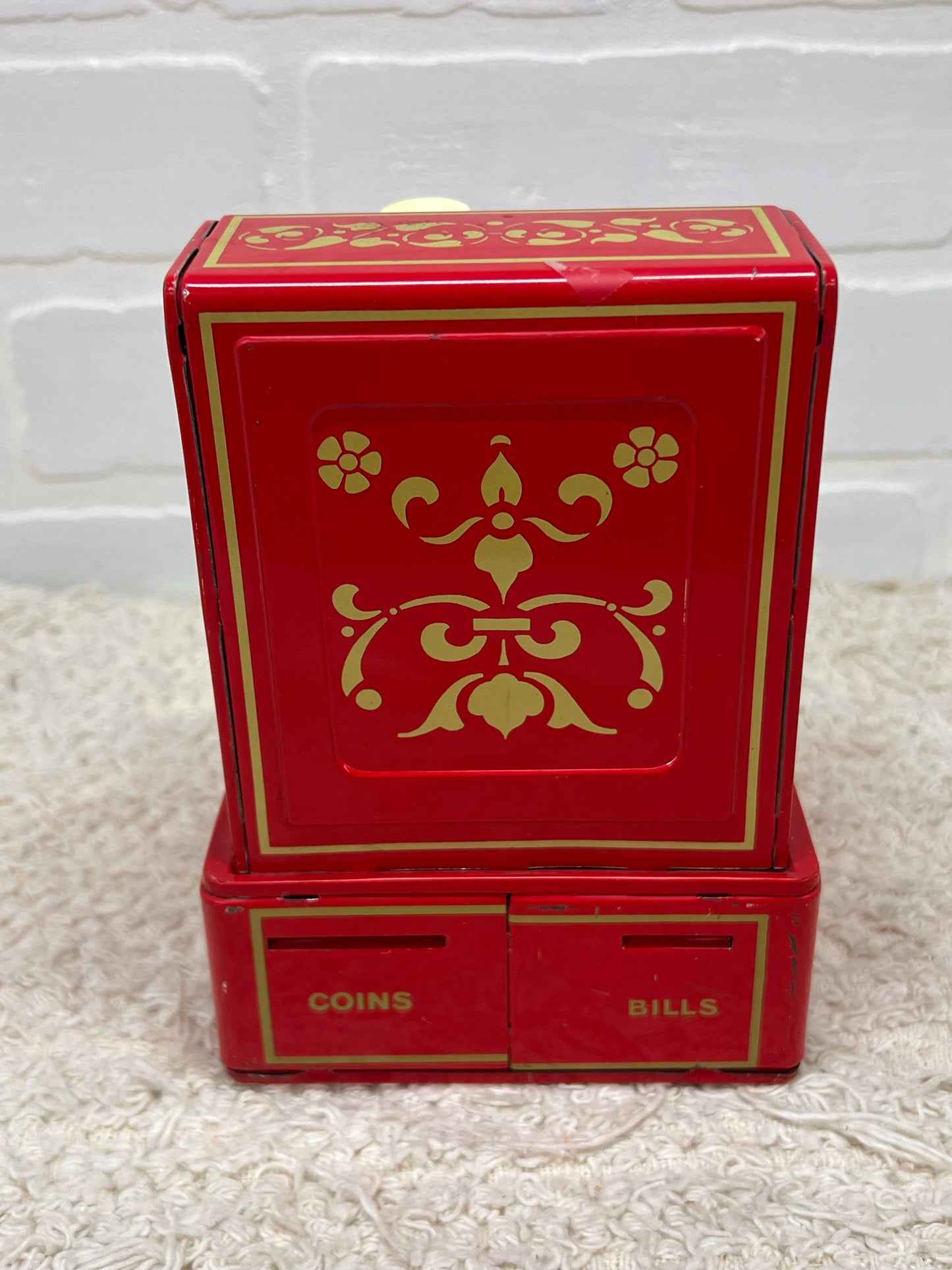 Red Metal. Buddy L Easy-Saver 1970's Cash Register Shaped Coin Bank