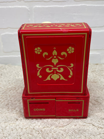 Red Metal. Buddy L Easy-Saver 1970's Cash Register Shaped Coin Bank