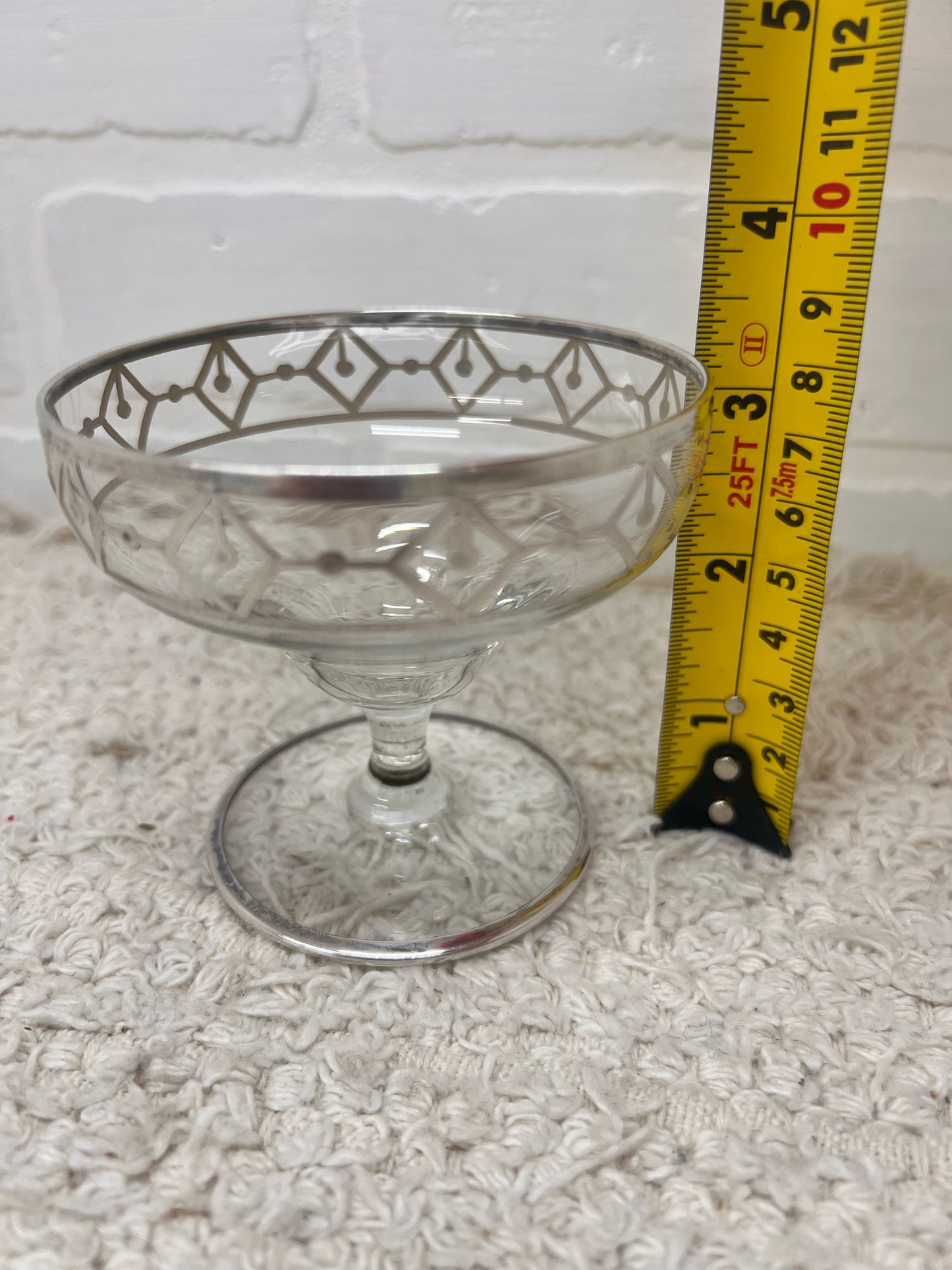 Vintage Art Deco Silver Overlay Sherbet Coupe Glasses Set of 4