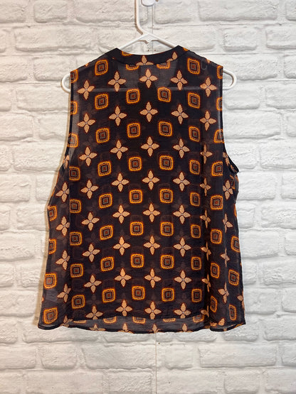 Size L CAbi Front Pleated Semi- Sheer Tank Blouse