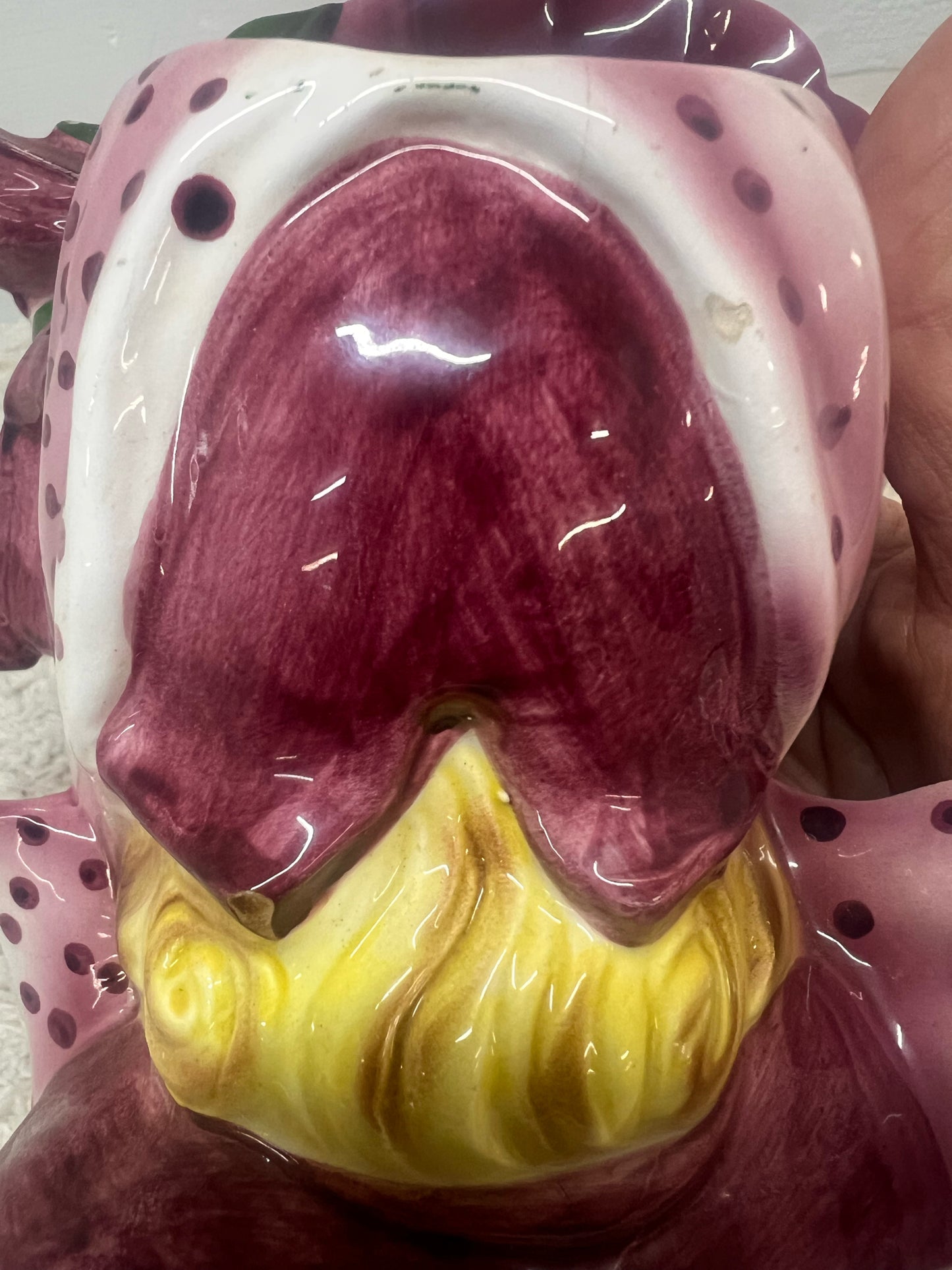 Ucagco Japan Vintage Lady Head Vase Southern Belle Pink Polka Dot