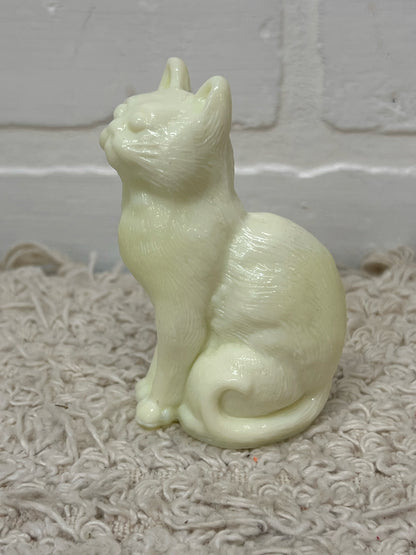 Moser Custard Glass/Uranium Glass Cat Figurine