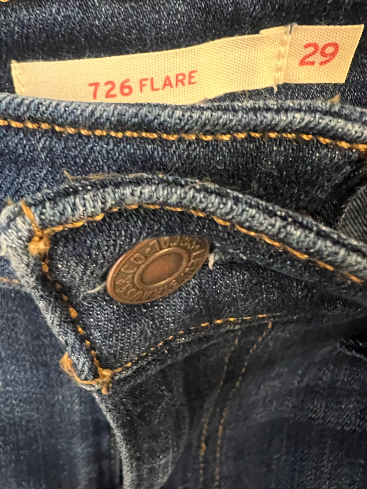 Levi's Size 29 Waist 726 Flare Leg Jeans dark wash