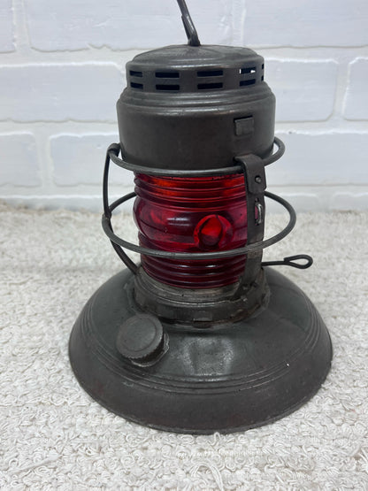 Embury Traffic Gard Kerosene Warning  Lantern Red Lens Circa 1940s