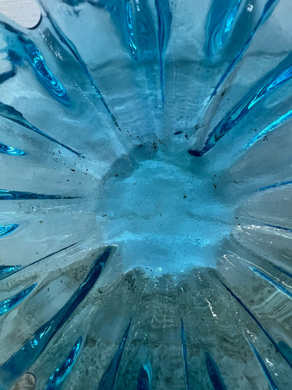 Vintage 'Pulled' Art Glass Blue Bowl