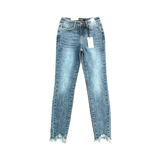 Judy Blue Mid Rise Skinny Fit Jeans with Sharkbite Hems