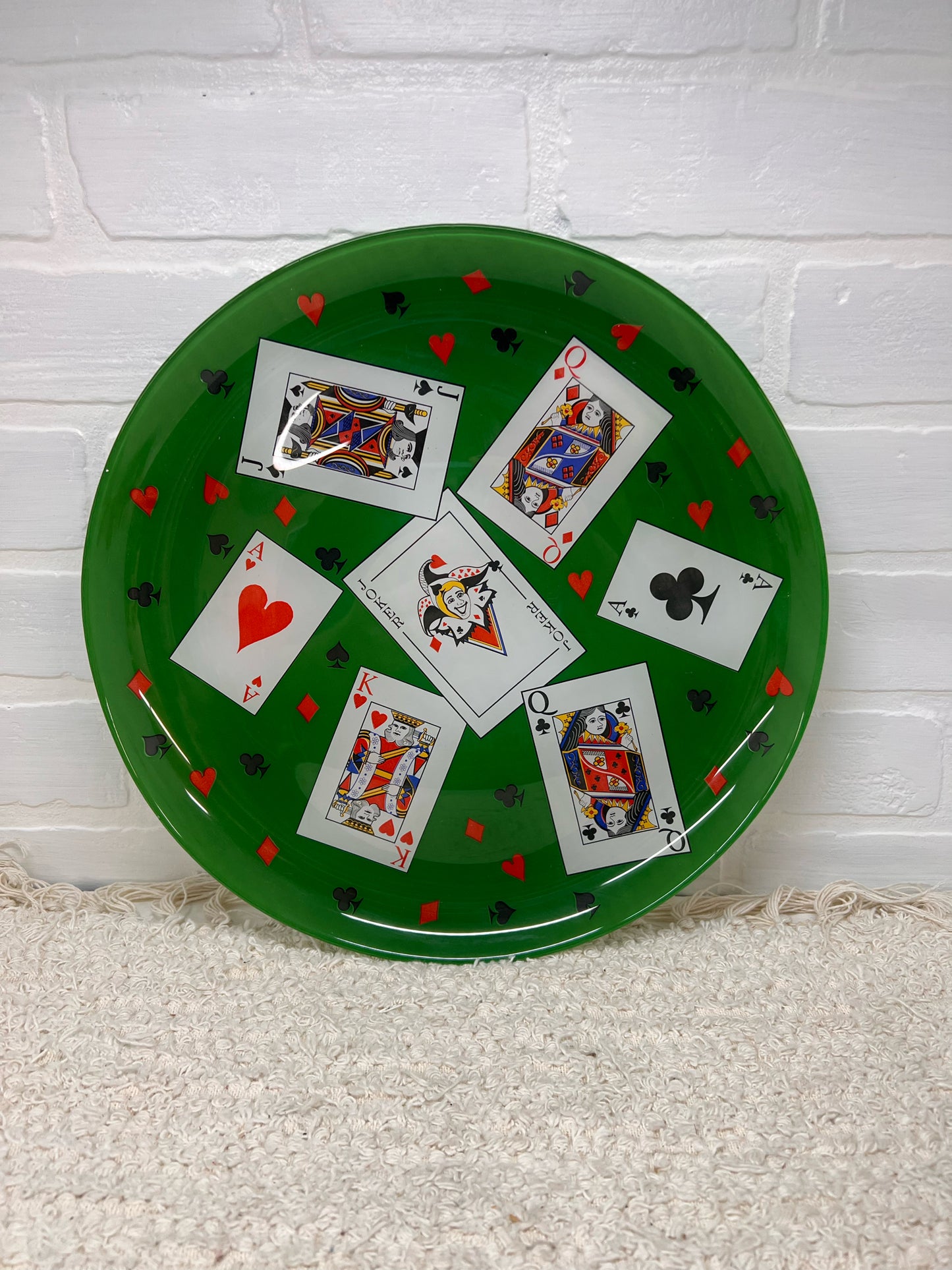 Luminarc Poker/Cards Green Glass Serving Tray