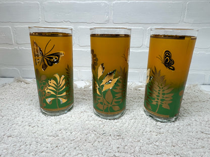 Mid Century butterfly pitcher & glass set