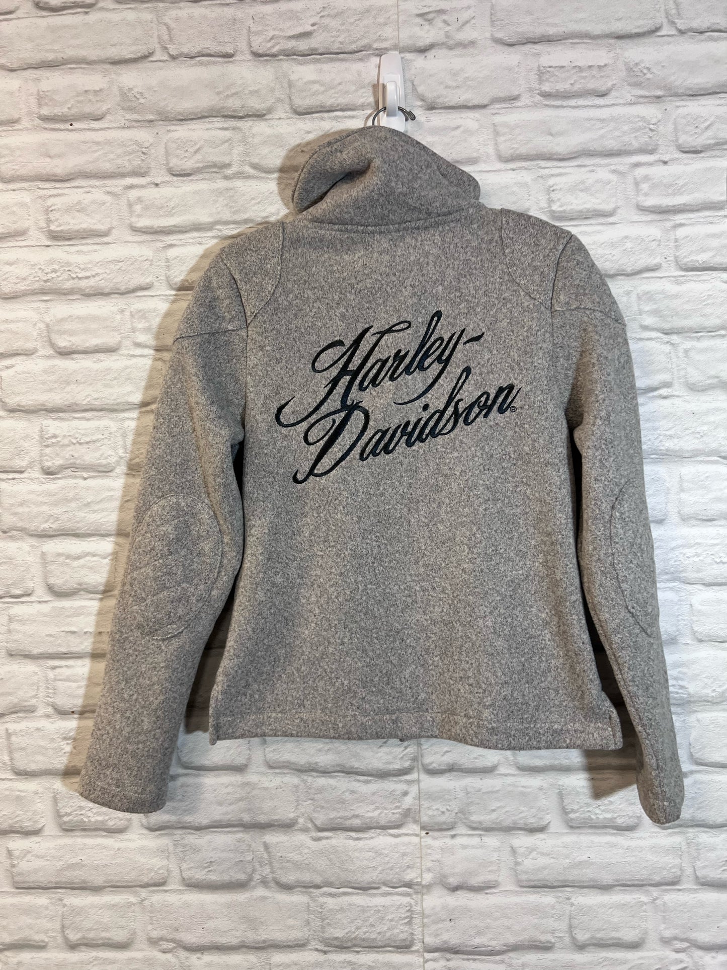Size M Harley-Davidson Gray Fleece Zip-Up Turtle-Neck Jacket