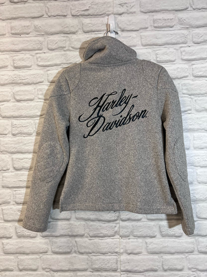 Size M Harley-Davidson Gray Fleece Zip-Up Turtle-Neck Jacket