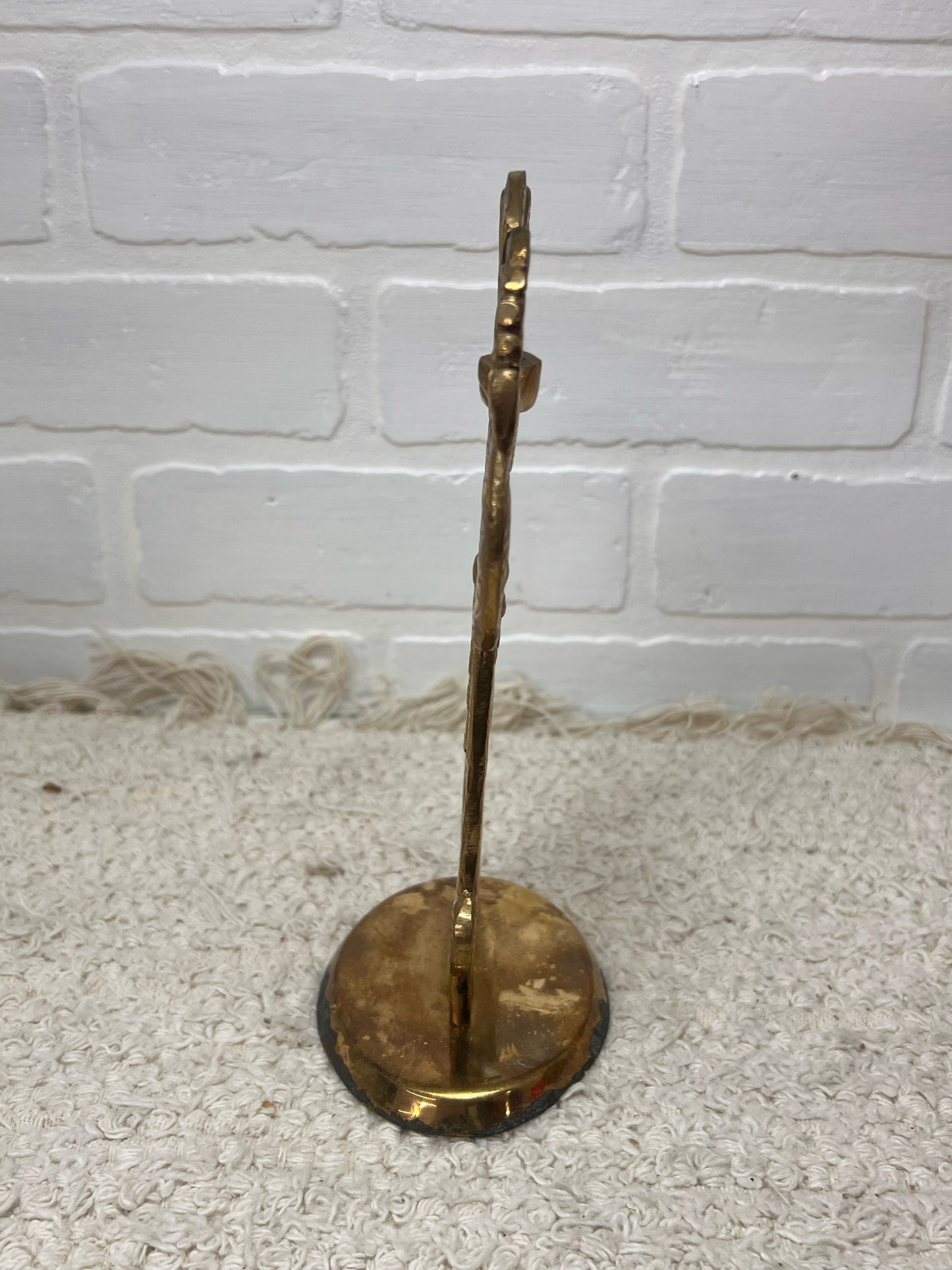 Vintage Brass Santa Taper Candle Holder