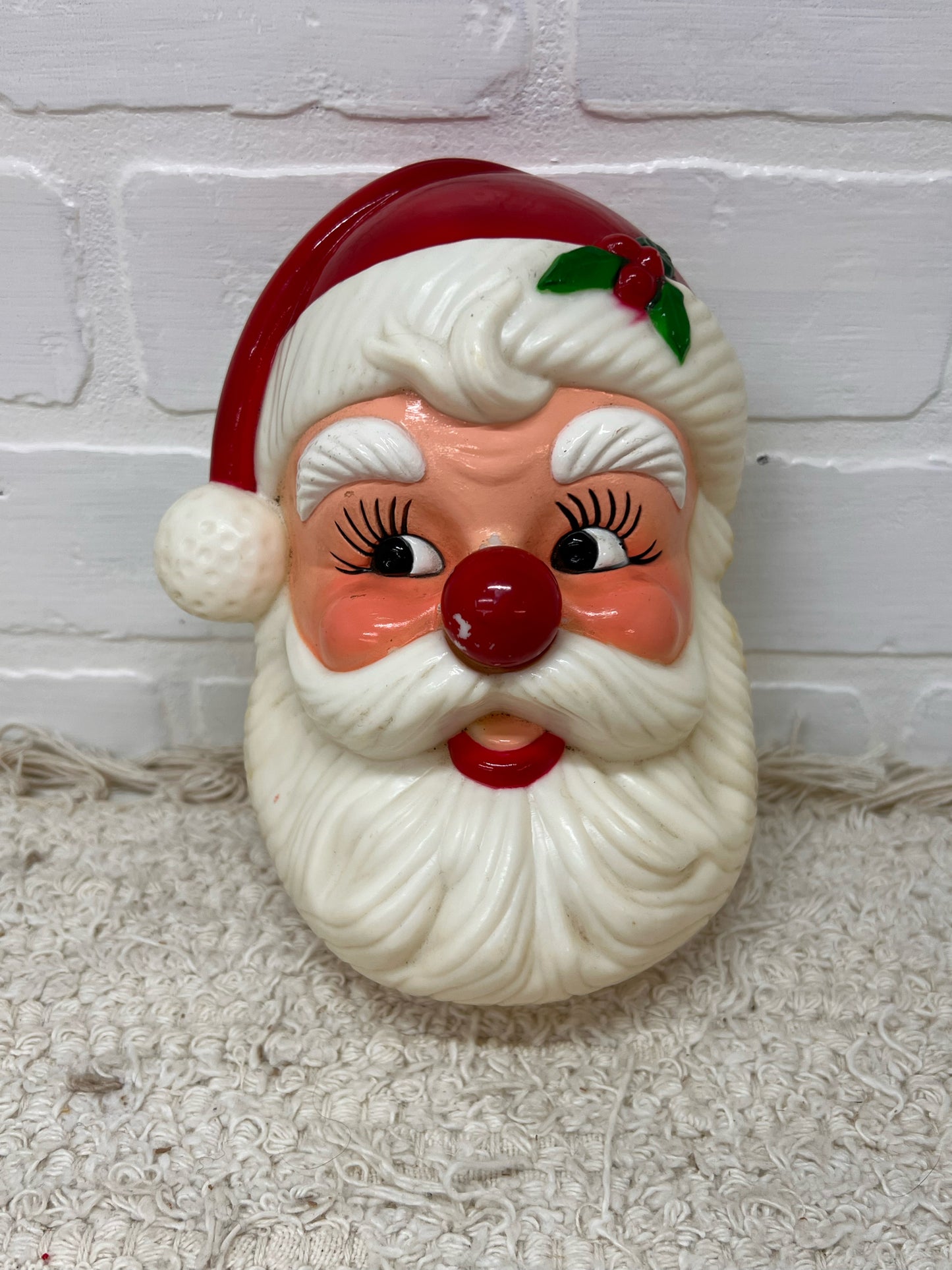 Vintage Plastic Santa Face Wall Mounted Music Box - 1970's