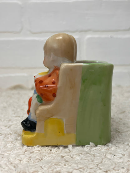 Vintage Planter Figure Two Children w/ Book & Dog