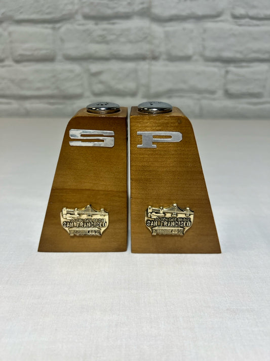 MCM San Fran wood Souvenir Salt/Pepper Set