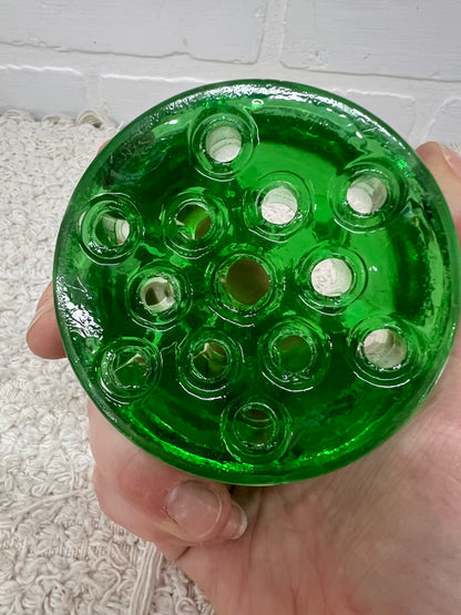 Vintage Uranium Glass Flower Frog