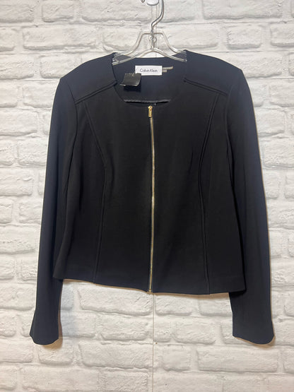 Size 12 Calvin Klein Black Fitted Zip Front Jacket